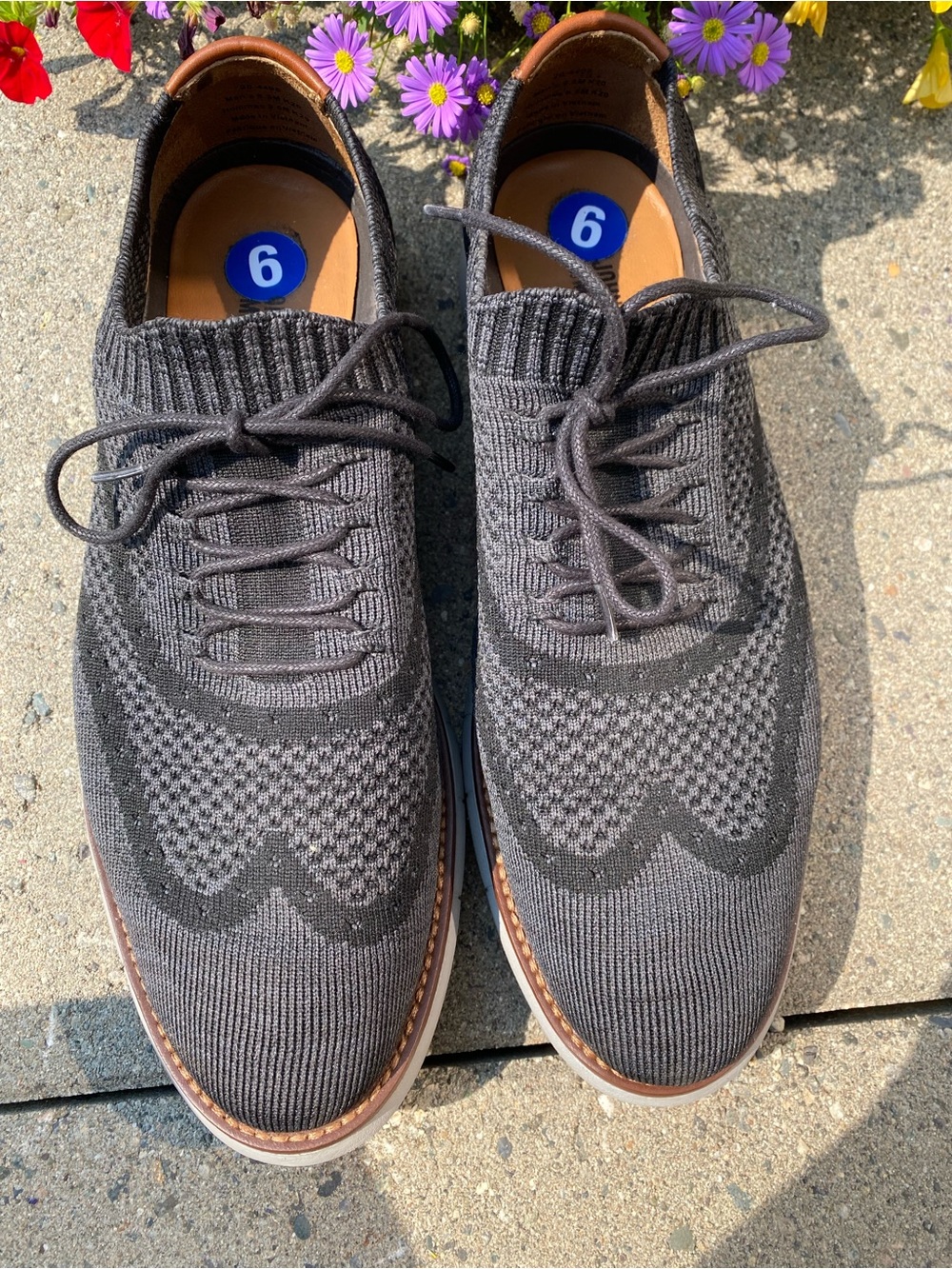 Johnston & Murphy Gray Knit Wingtip Derby Shoes